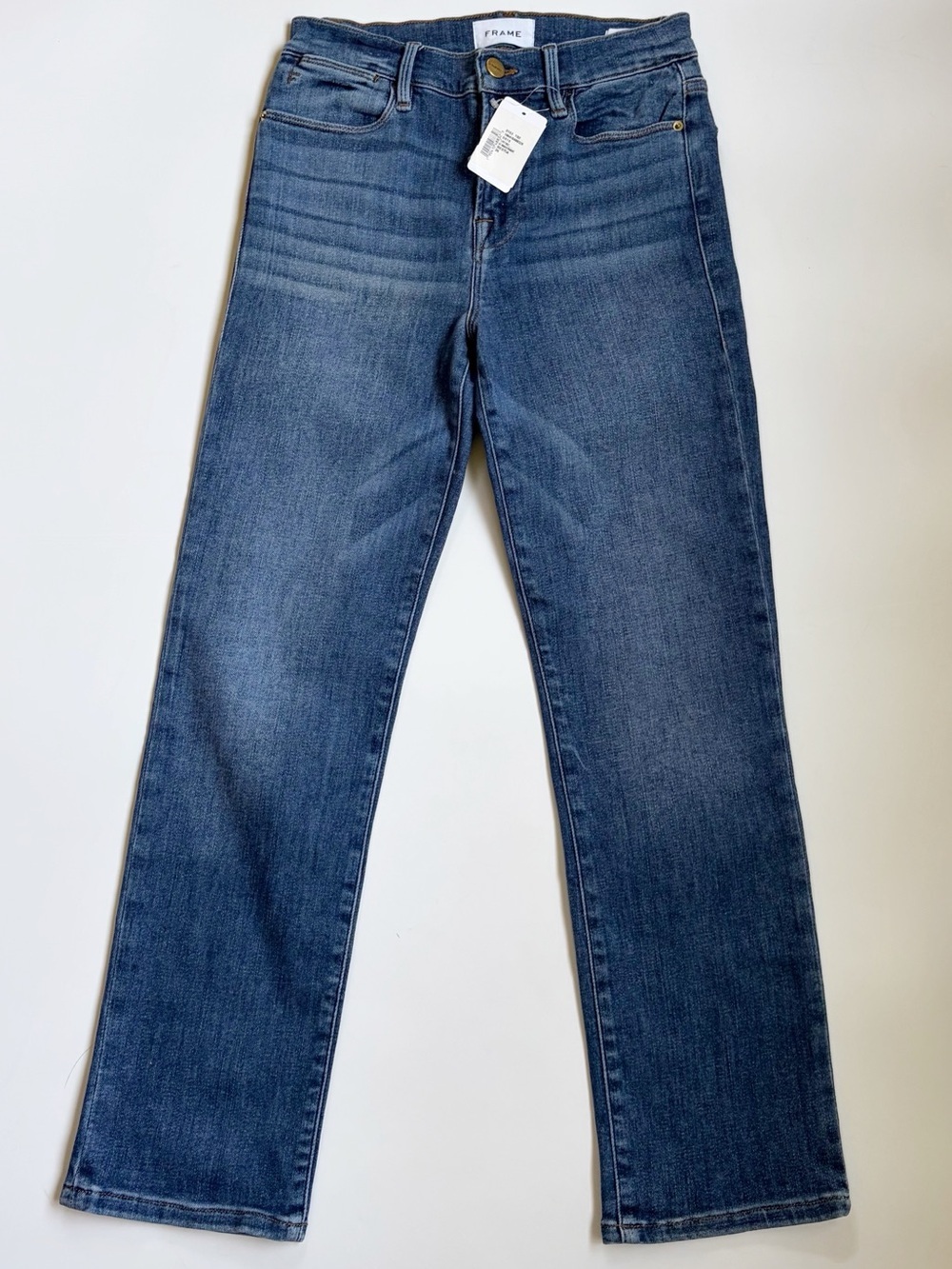 NWT FRAME Le High Straight Leg Jeans Bestia Medium Blue Size 26